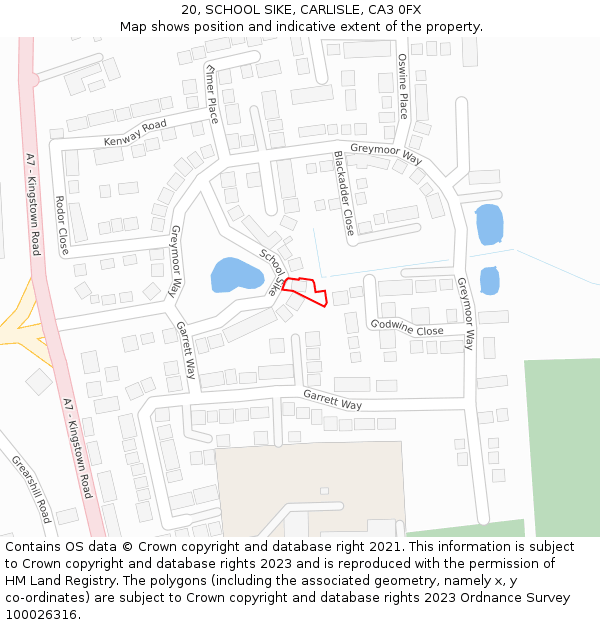 20, SCHOOL SIKE, CARLISLE, CA3 0FX: Location map and indicative extent of plot