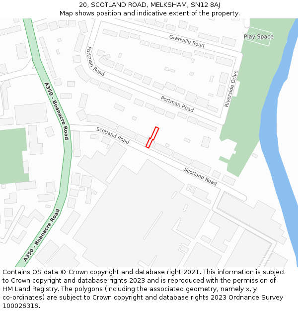 20, SCOTLAND ROAD, MELKSHAM, SN12 8AJ: Location map and indicative extent of plot