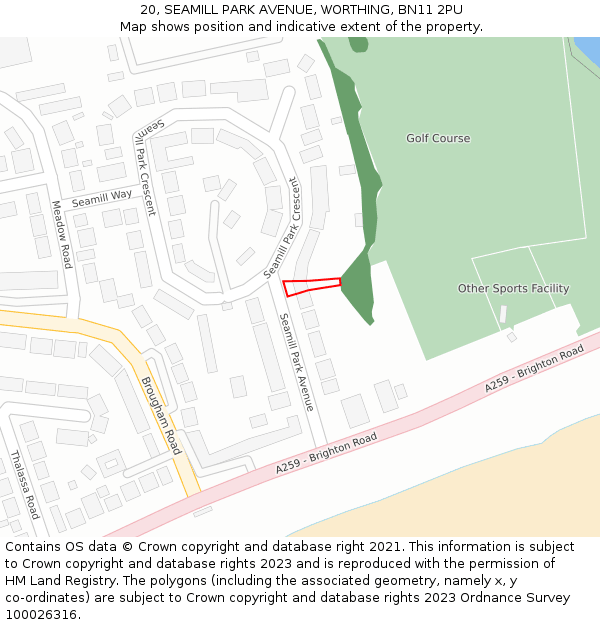 20, SEAMILL PARK AVENUE, WORTHING, BN11 2PU: Location map and indicative extent of plot