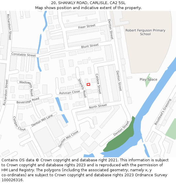 20, SHANKLY ROAD, CARLISLE, CA2 5SL: Location map and indicative extent of plot