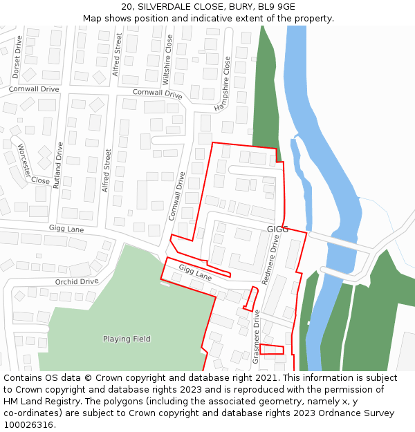 20, SILVERDALE CLOSE, BURY, BL9 9GE: Location map and indicative extent of plot