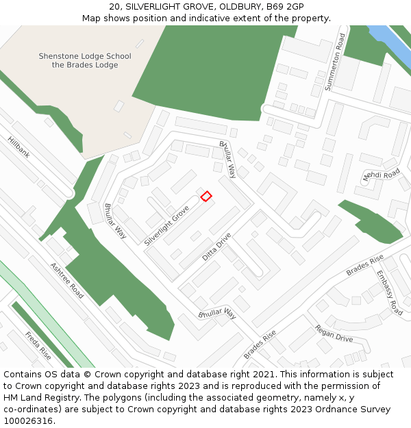 20, SILVERLIGHT GROVE, OLDBURY, B69 2GP: Location map and indicative extent of plot