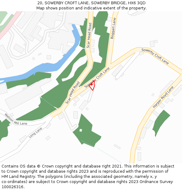 20, SOWERBY CROFT LANE, SOWERBY BRIDGE, HX6 3QD: Location map and indicative extent of plot
