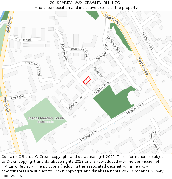 20, SPARTAN WAY, CRAWLEY, RH11 7GH: Location map and indicative extent of plot