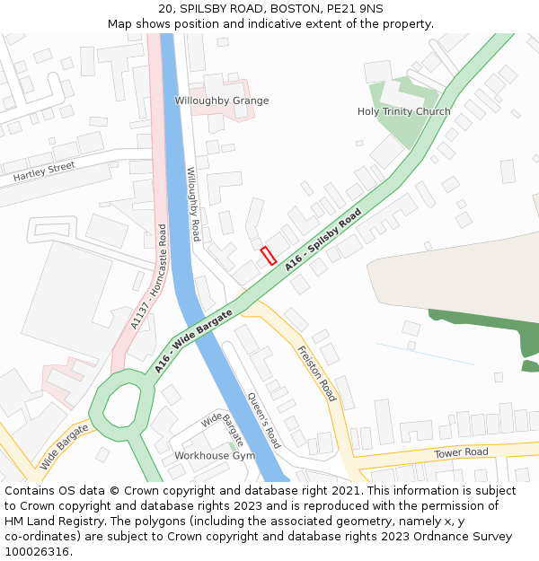 20, SPILSBY ROAD, BOSTON, PE21 9NS: Location map and indicative extent of plot