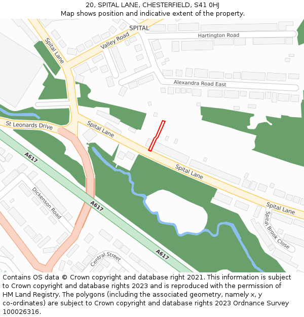 20, SPITAL LANE, CHESTERFIELD, S41 0HJ: Location map and indicative extent of plot
