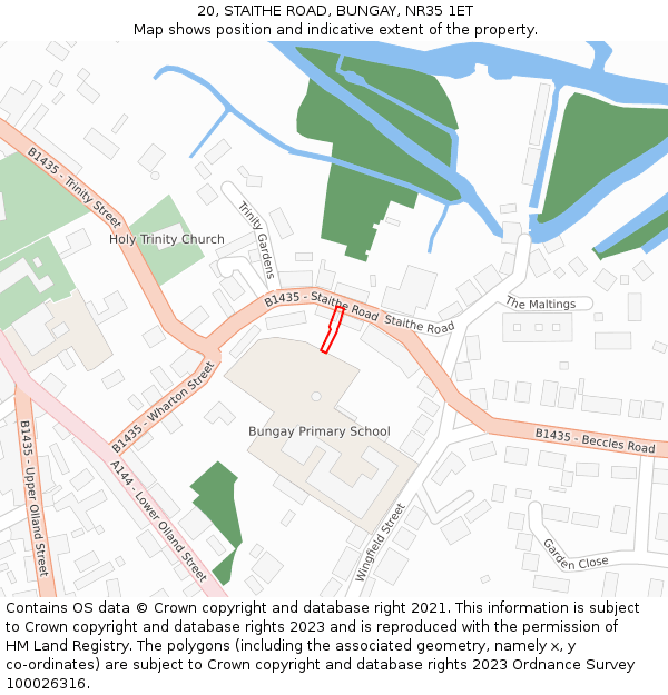 20, STAITHE ROAD, BUNGAY, NR35 1ET: Location map and indicative extent of plot