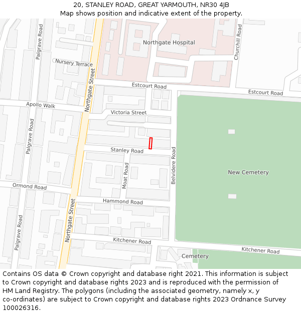 20, STANLEY ROAD, GREAT YARMOUTH, NR30 4JB: Location map and indicative extent of plot