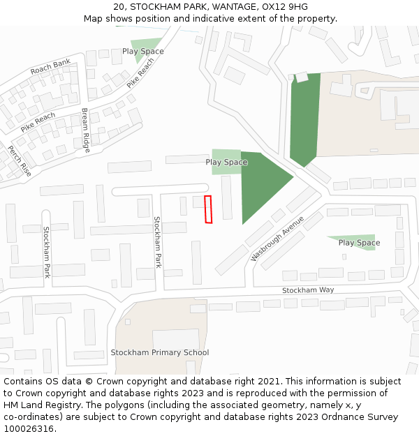 20, STOCKHAM PARK, WANTAGE, OX12 9HG: Location map and indicative extent of plot