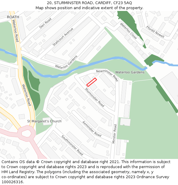 20, STURMINSTER ROAD, CARDIFF, CF23 5AQ: Location map and indicative extent of plot