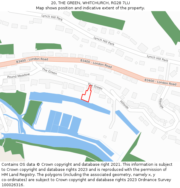 20, THE GREEN, WHITCHURCH, RG28 7LU: Location map and indicative extent of plot