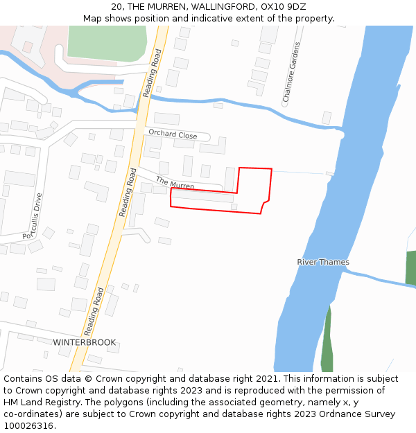20, THE MURREN, WALLINGFORD, OX10 9DZ: Location map and indicative extent of plot