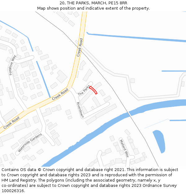 20, THE PARKS, MARCH, PE15 8RR: Location map and indicative extent of plot