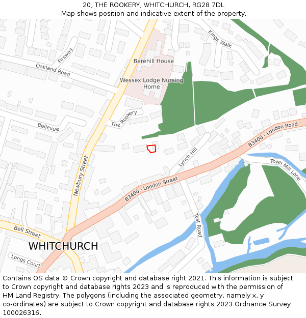 20, THE ROOKERY, WHITCHURCH, RG28 7DL: Location map and indicative extent of plot