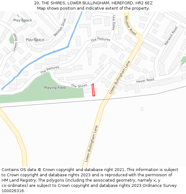 20, THE SHIRES, LOWER BULLINGHAM, HEREFORD, HR2 6EZ: Location map and indicative extent of plot