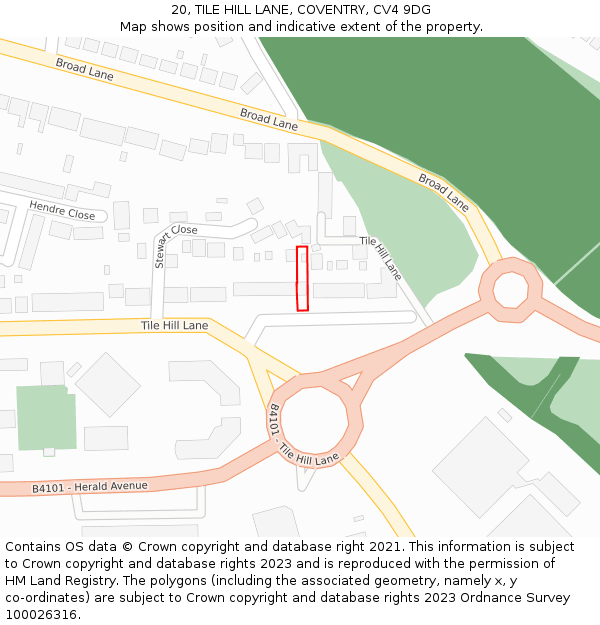 20, TILE HILL LANE, COVENTRY, CV4 9DG: Location map and indicative extent of plot