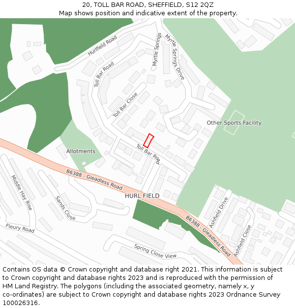 20, TOLL BAR ROAD, SHEFFIELD, S12 2QZ: Location map and indicative extent of plot