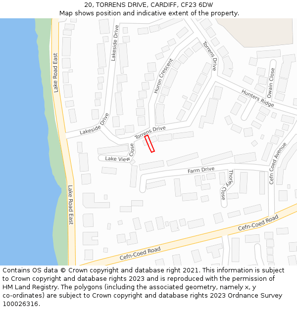 20, TORRENS DRIVE, CARDIFF, CF23 6DW: Location map and indicative extent of plot