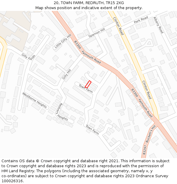 20, TOWN FARM, REDRUTH, TR15 2XG: Location map and indicative extent of plot
