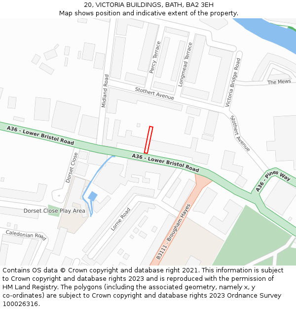 20, VICTORIA BUILDINGS, BATH, BA2 3EH: Location map and indicative extent of plot