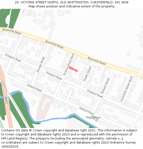 20, VICTORIA STREET NORTH, OLD WHITTINGTON, CHESTERFIELD, S41 9DW: Location map and indicative extent of plot