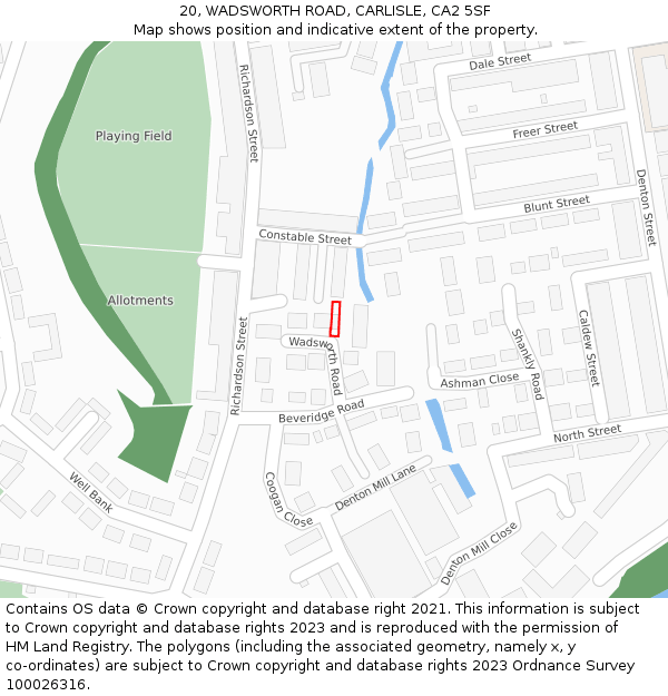 20, WADSWORTH ROAD, CARLISLE, CA2 5SF: Location map and indicative extent of plot