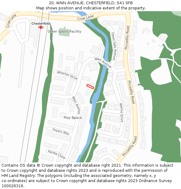 20, WAIN AVENUE, CHESTERFIELD, S41 0FB: Location map and indicative extent of plot