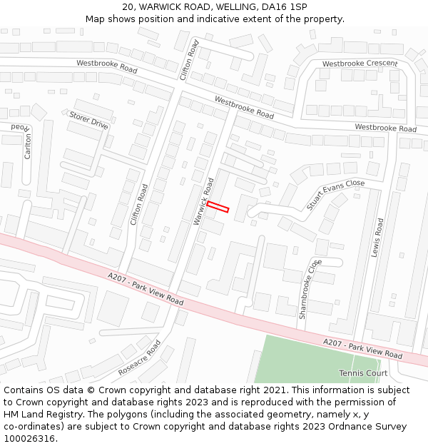 20, WARWICK ROAD, WELLING, DA16 1SP: Location map and indicative extent of plot
