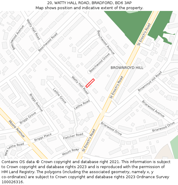 20, WATTY HALL ROAD, BRADFORD, BD6 3AP: Location map and indicative extent of plot
