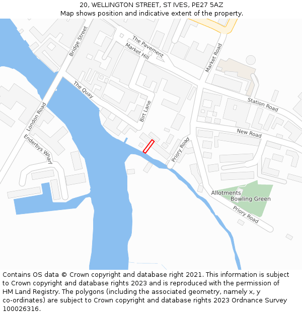 20, WELLINGTON STREET, ST IVES, PE27 5AZ: Location map and indicative extent of plot