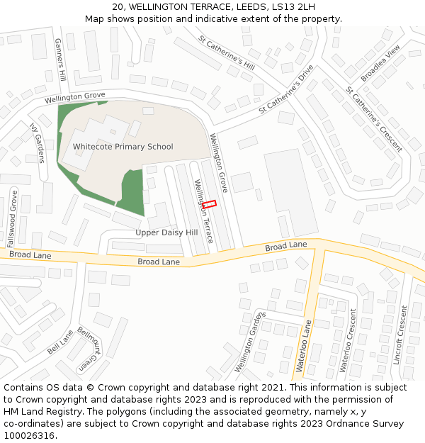20, WELLINGTON TERRACE, LEEDS, LS13 2LH: Location map and indicative extent of plot