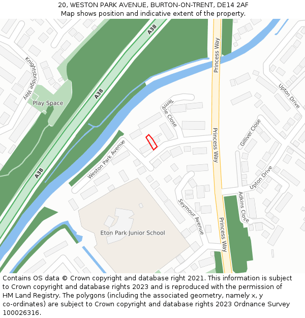 20, WESTON PARK AVENUE, BURTON-ON-TRENT, DE14 2AF: Location map and indicative extent of plot