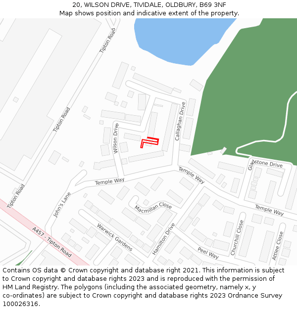 20, WILSON DRIVE, TIVIDALE, OLDBURY, B69 3NF: Location map and indicative extent of plot