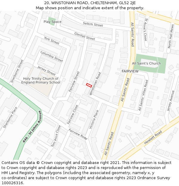 20, WINSTONIAN ROAD, CHELTENHAM, GL52 2JE: Location map and indicative extent of plot