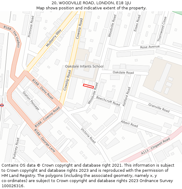 20, WOODVILLE ROAD, LONDON, E18 1JU: Location map and indicative extent of plot