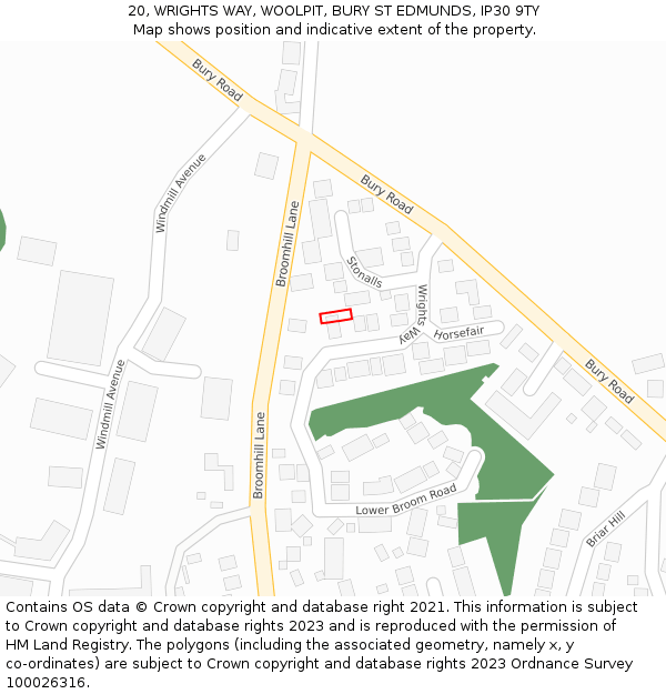 20, WRIGHTS WAY, WOOLPIT, BURY ST EDMUNDS, IP30 9TY: Location map and indicative extent of plot