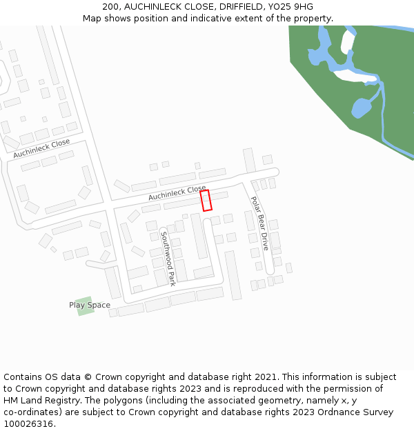 200, AUCHINLECK CLOSE, DRIFFIELD, YO25 9HG: Location map and indicative extent of plot