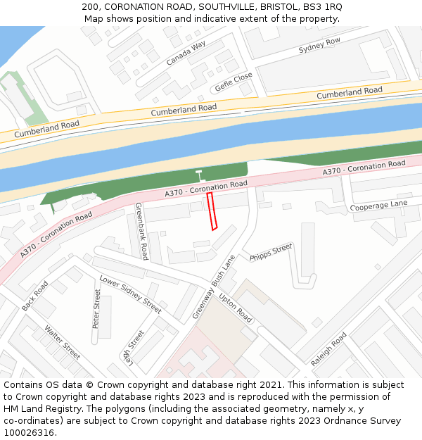 200, CORONATION ROAD, SOUTHVILLE, BRISTOL, BS3 1RQ: Location map and indicative extent of plot