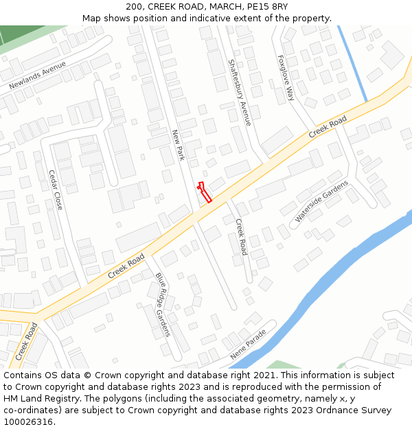 200, CREEK ROAD, MARCH, PE15 8RY: Location map and indicative extent of plot