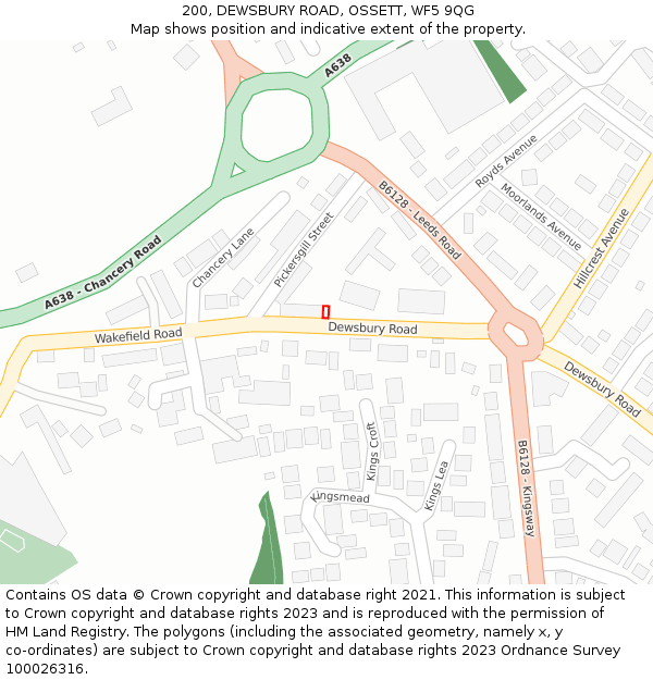 200, DEWSBURY ROAD, OSSETT, WF5 9QG: Location map and indicative extent of plot
