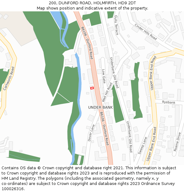 200, DUNFORD ROAD, HOLMFIRTH, HD9 2DT: Location map and indicative extent of plot