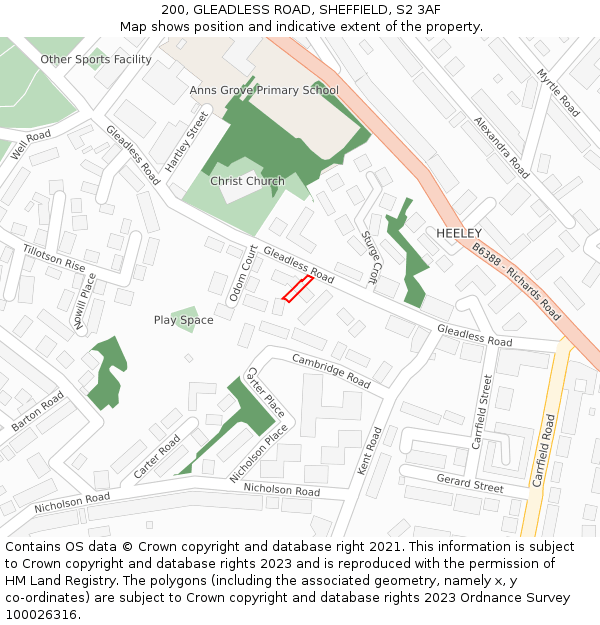 200, GLEADLESS ROAD, SHEFFIELD, S2 3AF: Location map and indicative extent of plot
