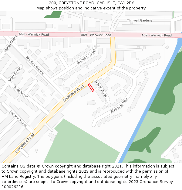 200, GREYSTONE ROAD, CARLISLE, CA1 2BY: Location map and indicative extent of plot