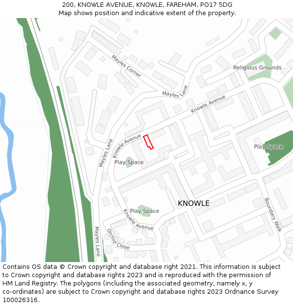 200, KNOWLE AVENUE, KNOWLE, FAREHAM, PO17 5DG: Location map and indicative extent of plot