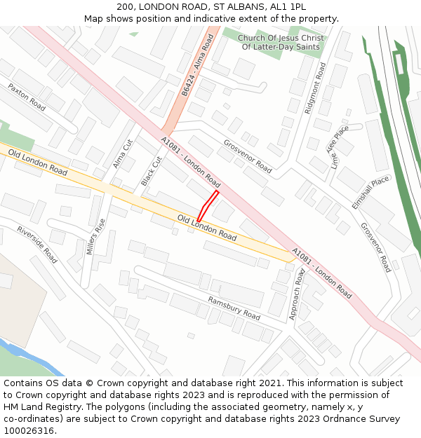 200, LONDON ROAD, ST ALBANS, AL1 1PL: Location map and indicative extent of plot