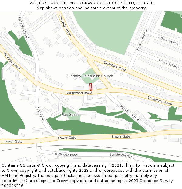 200, LONGWOOD ROAD, LONGWOOD, HUDDERSFIELD, HD3 4EL: Location map and indicative extent of plot