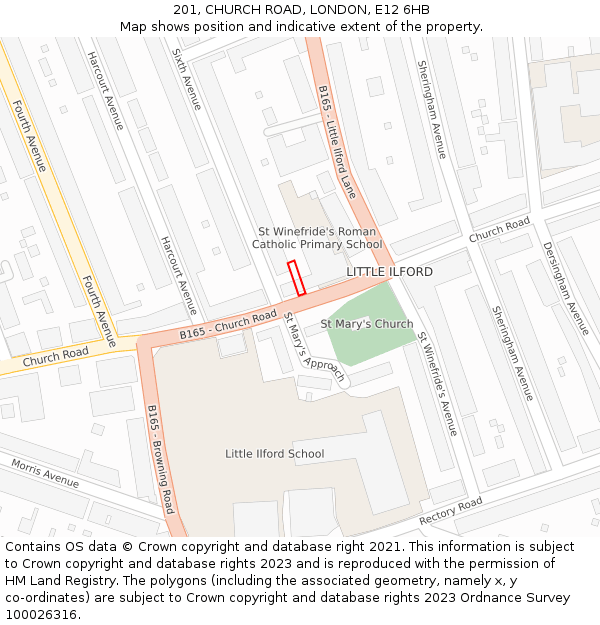 201, CHURCH ROAD, LONDON, E12 6HB: Location map and indicative extent of plot