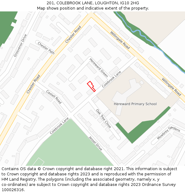 201, COLEBROOK LANE, LOUGHTON, IG10 2HG: Location map and indicative extent of plot