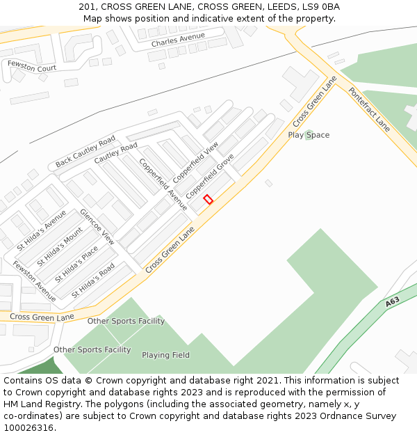 201, CROSS GREEN LANE, CROSS GREEN, LEEDS, LS9 0BA: Location map and indicative extent of plot