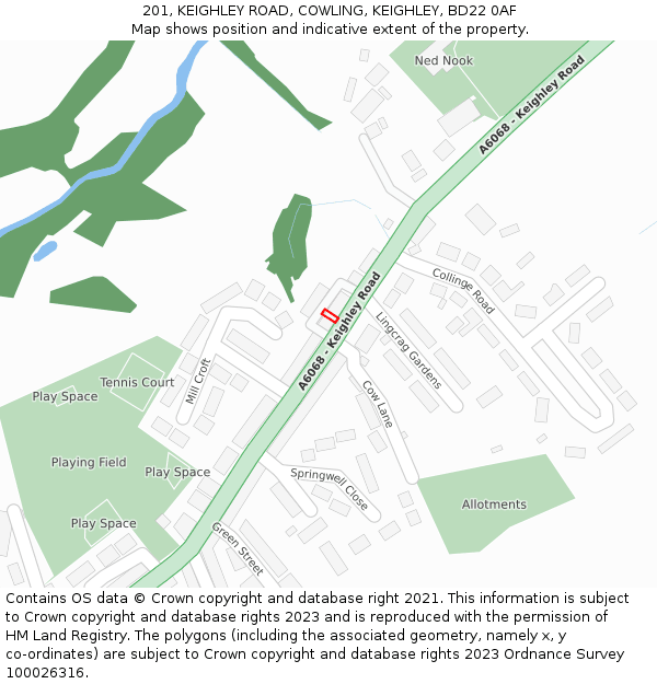 201, KEIGHLEY ROAD, COWLING, KEIGHLEY, BD22 0AF: Location map and indicative extent of plot